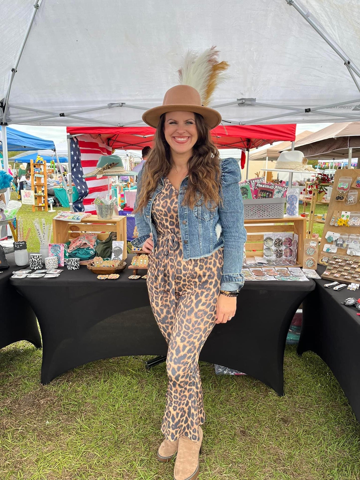 Flare Leg Leopard Jumpsuit