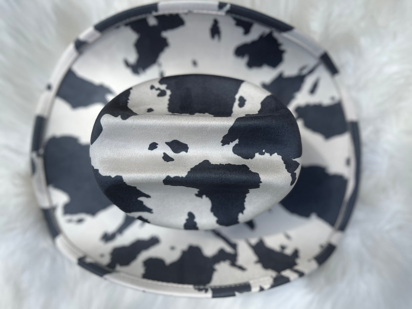 Black Cow Print Fedora Hat