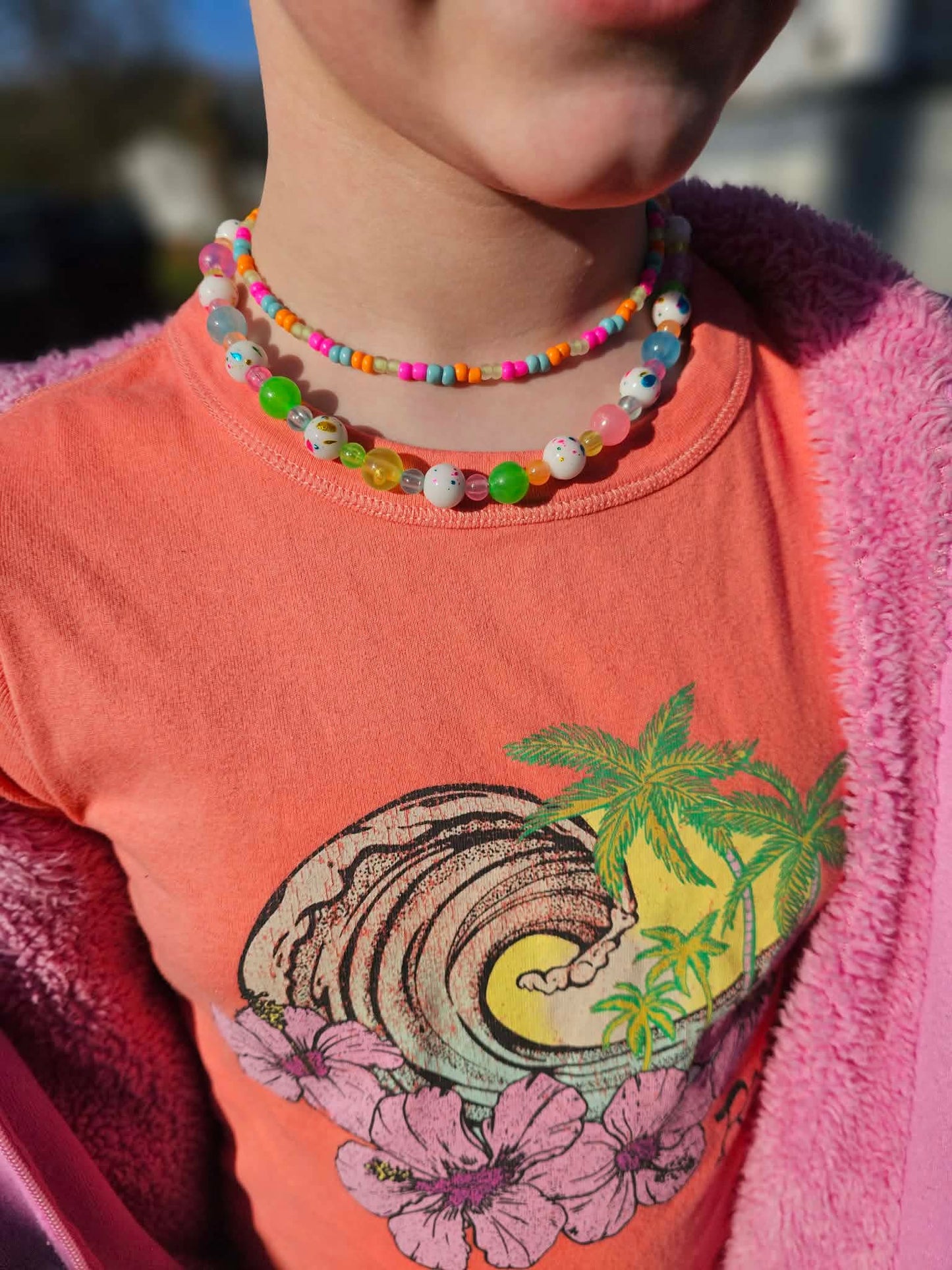 Glowin and showin Lucia’s layer necklace (green beads glow in the dark)