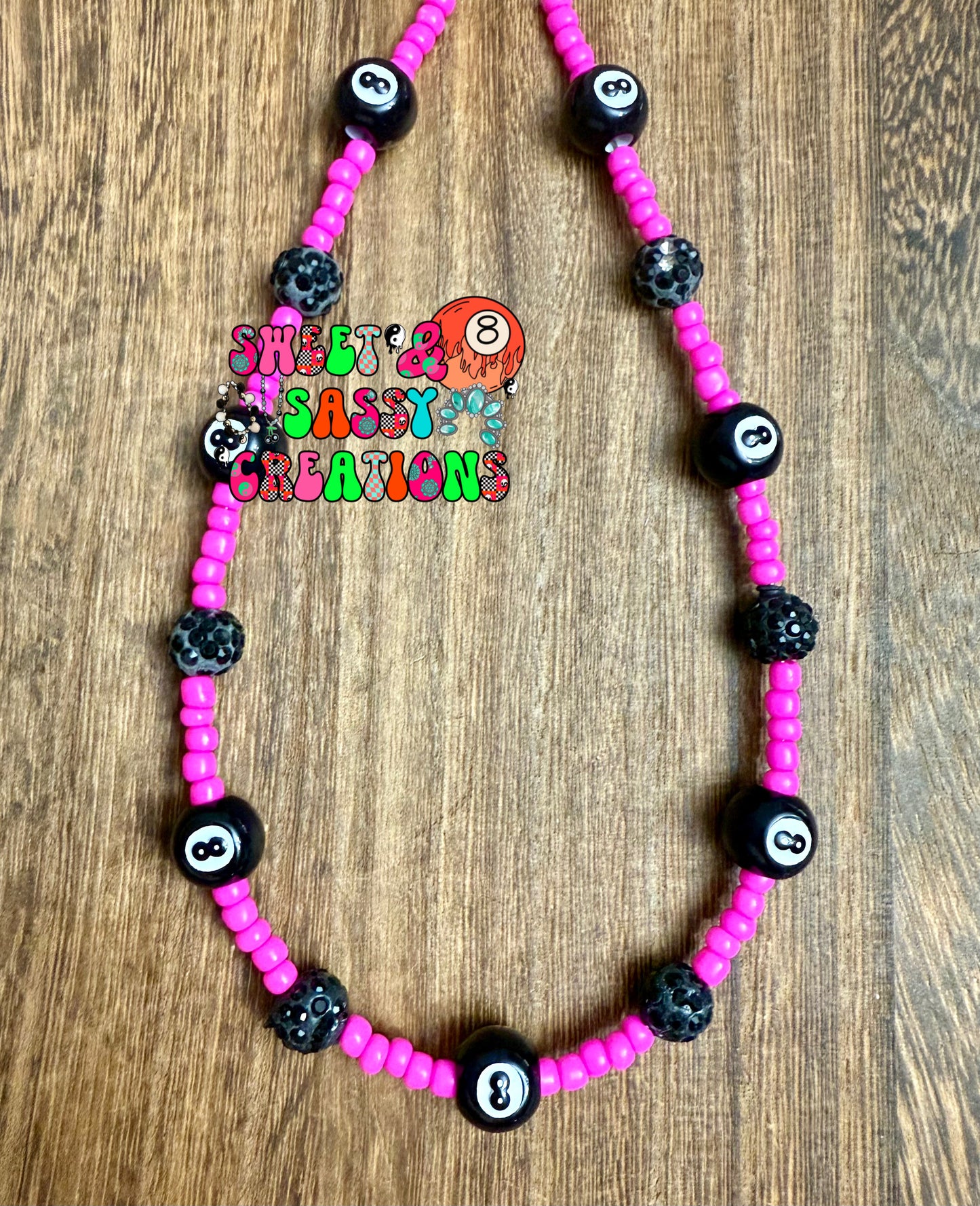 Pink 🎱 mashup necklace (please leave size in notes at checkout)
