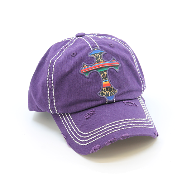 Leopard serape cross hat