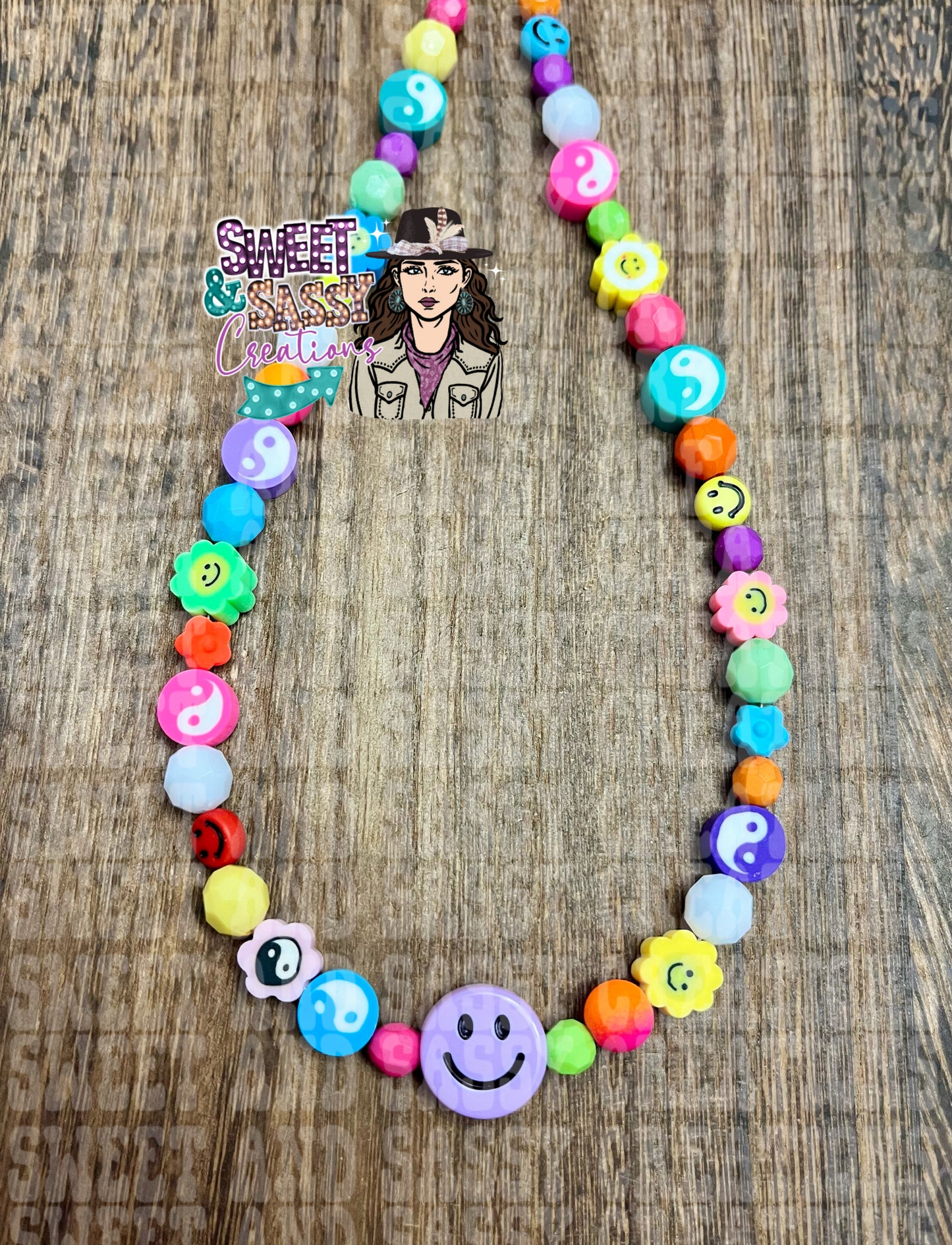 Rainbow Smile Necklace (no two will be the same) beads will random.
