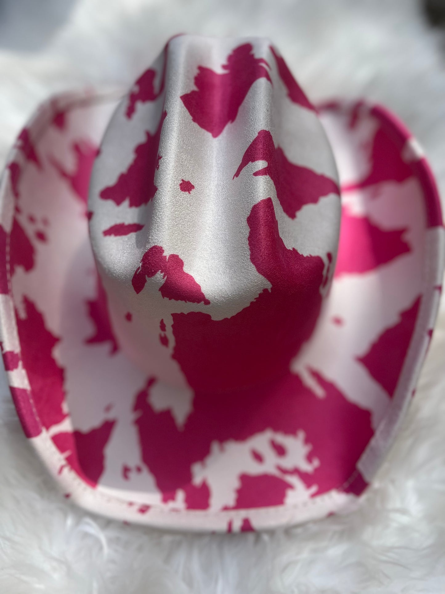 Hot Pink cow print Fedora Hat