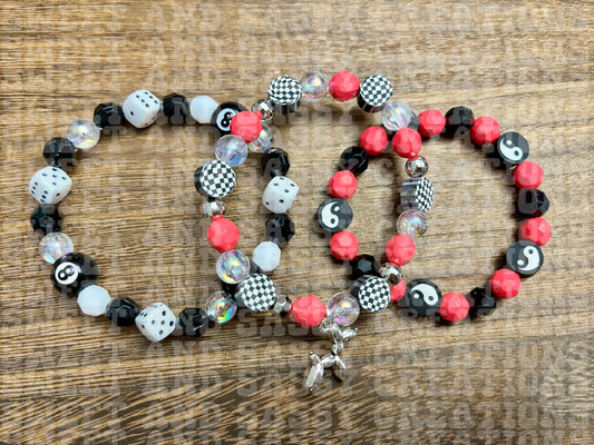 Ball🎱🎱n Dog Bracelet Stack (please leave size in notes at checkout)