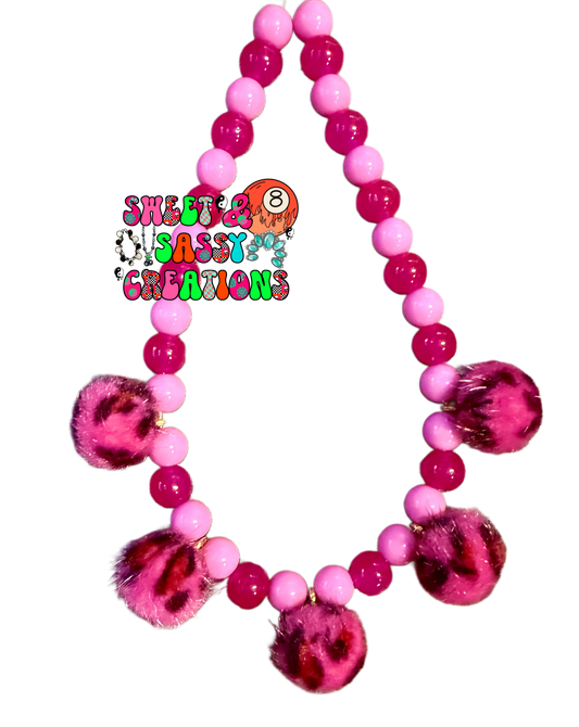 Pink Cheetah Necklace (please leave size in notes at checkout)