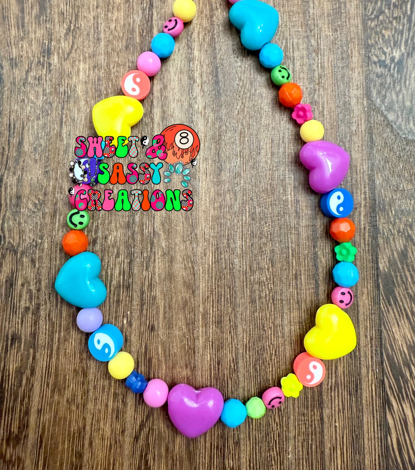 Colorful Hearts Necklace (colors may vary) please leave size in notes at checkout