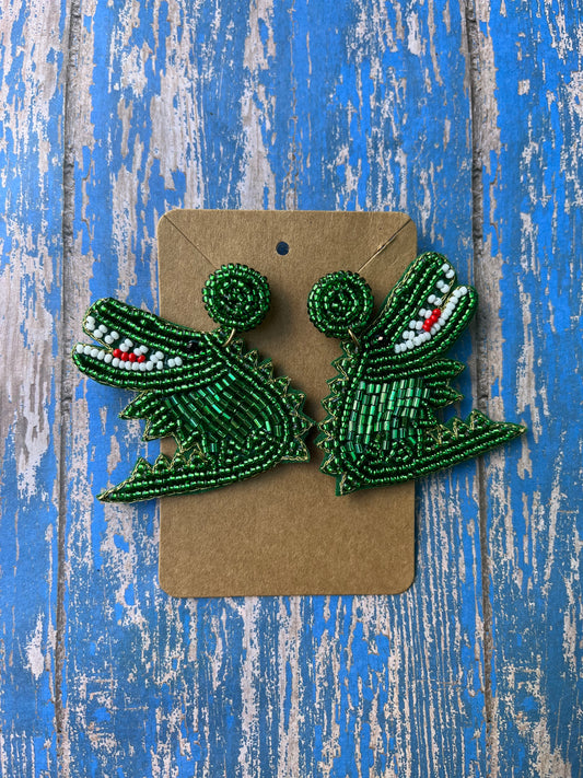 Gator seed bead earrings
