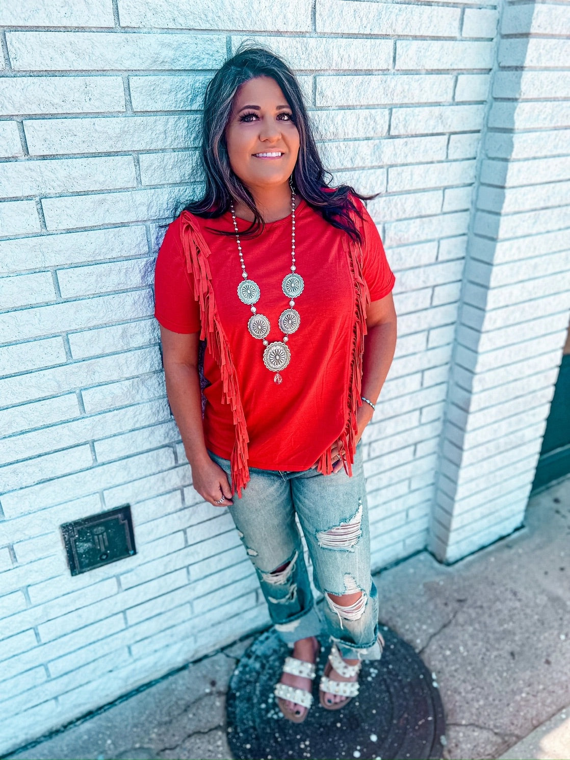 Red Fringe Top