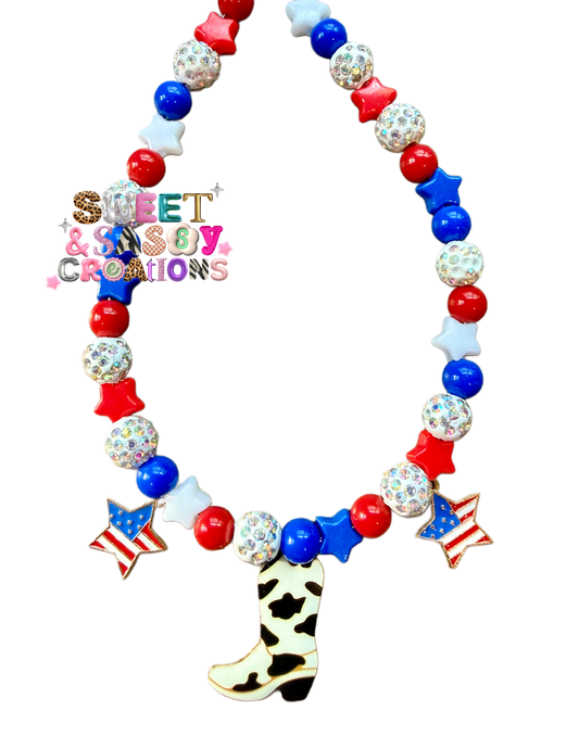 Red White & Boots Necklace (please leave size in notes at checkout)