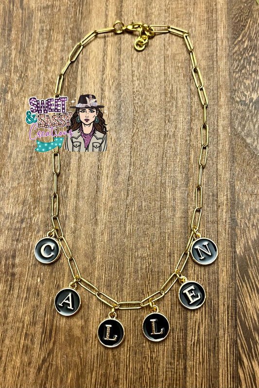Custom Name Necklaces on plain gold plated chain