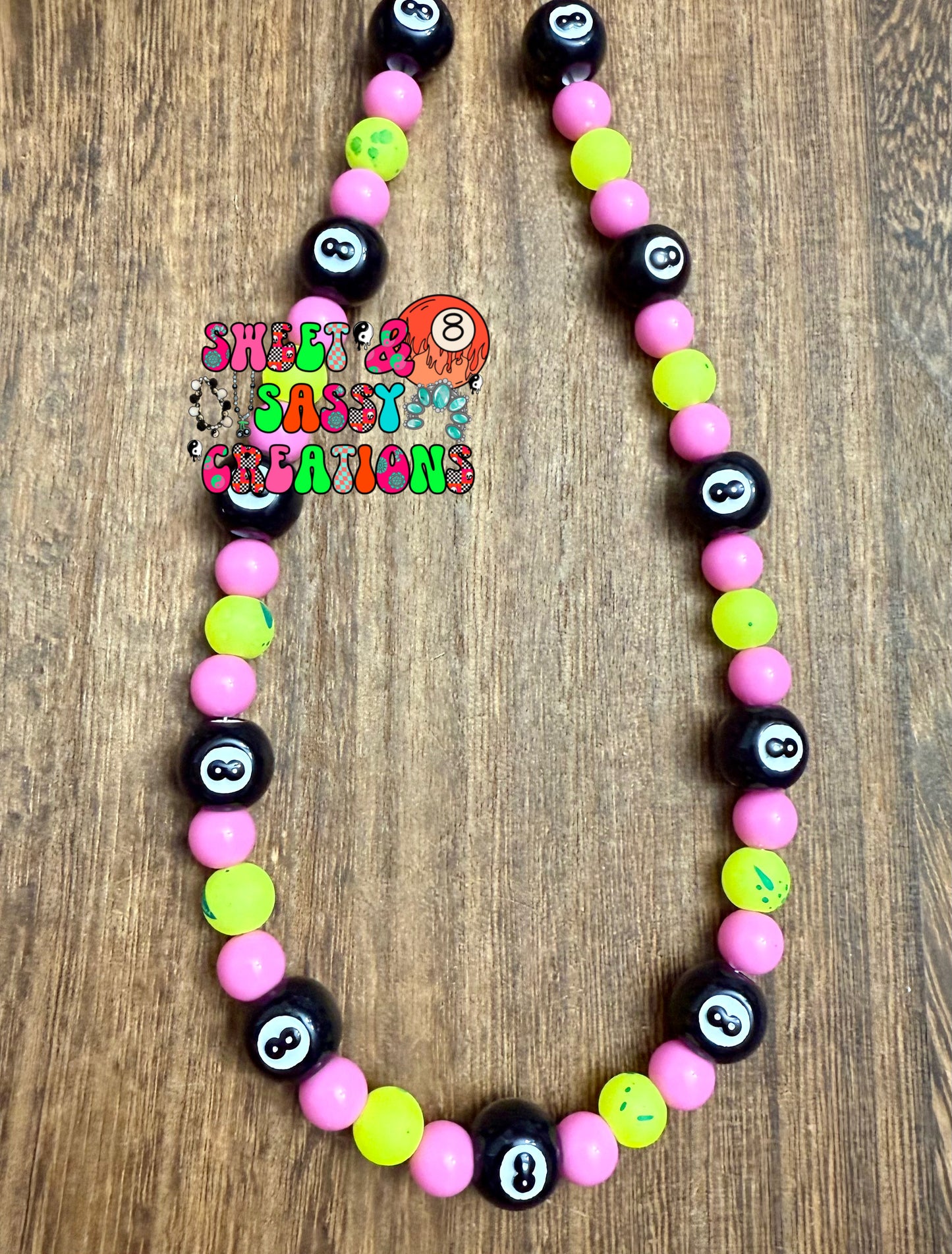Eightball Neon Energy Necklace (please leave size in notes at checkout)