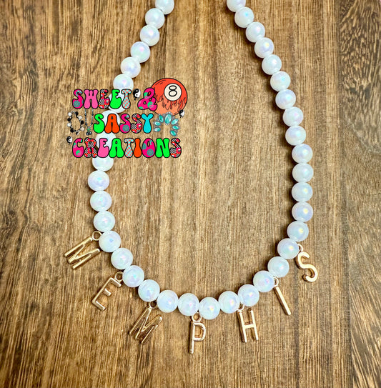 Gold & Iridescent Name necklace (please leave size in notes at checkout)