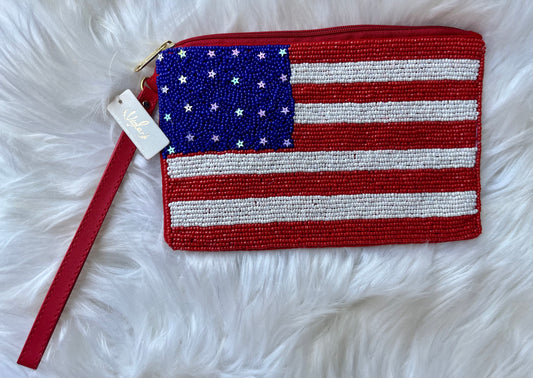 American Flag Wristlet