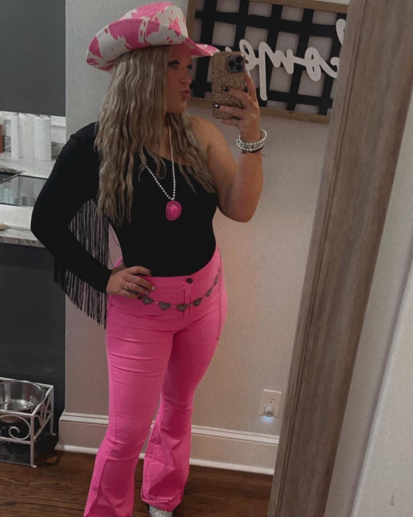 Hot Pink cow print Fedora Hat