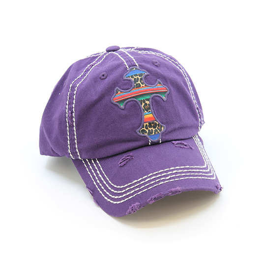 Leopard serape cross hat